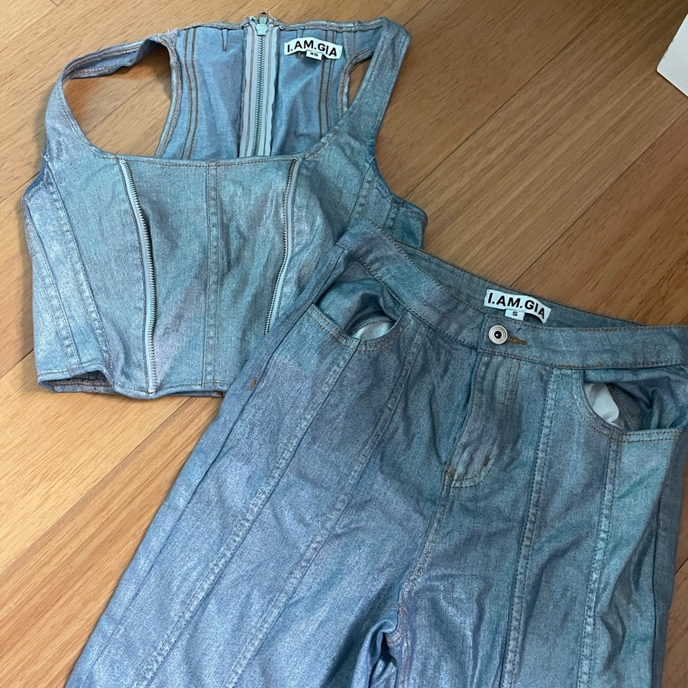 I.AM.GIA Shiny Blue Denim Ximena Set